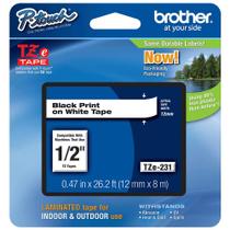Fita Tze Tz 231 Compatível P/ Rotulador Brother Branca 12mm Original