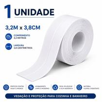 Fita Vedação Adesiva Impermeável Anti Mofo Pia Banheiro Cozinha 1 2 Ou 3 Unidades 3,2m x 3,8cm Fita Vedação Adesiva Impermeável Anti Mofo Pia Banheiro Cozinha 1 2 Ou 3 Unidades 3,2m x 3,8cm