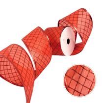 Fita Vermelha Natalina 6Cmx9M Xadrez Glitter Natal Aramada