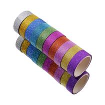 Fita Washi Colorida Com Glitter 10 Rolos Adesivos Para DIY Escritório Escola Artesanato Embalagem De