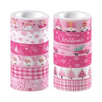 Fita Washi Em Estampa De Boneco De Neve Rosa, 12 Rolos, Adesivos Para Festas De Natal, Etiquetas