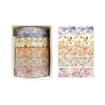 Fita Washi Romântica Com Flores, 5 Rolos, Fita Decorativa DIY Fofa E Fresca, Presente Indispensável