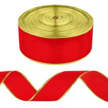 Fita WILLBOND Christmas Velvet com fio 50 m x 6,35 cm vermelha/dourada Fita WILLBOND Christmas Velvet com fio 50 m x 6,35 cm vermelha/dourada