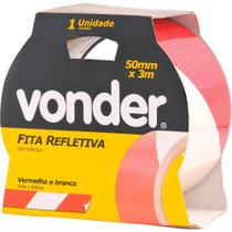 Fita zebrada adesiva refletiva 50mmx3m branca e vermelha - Vonder