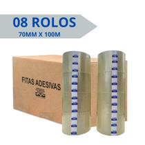 Fitas adesivas transparentes 70mm x 100m kit 8 rolos