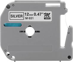 Fitas Compatível Etiquetador Brother Cor Prata Etiqueta M-K931 MK931 12mm x 8m