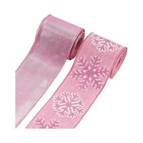 Fitas De Natal Com Glitter Rosa Em Forma De Floco De Neve, 2 Rolos Para Decoração De Presentes E