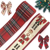 Fitas De Natal Vintage Em Xadrez Vermelho Buffalo Com Borda Reforçada, 2 Rolos De 10 Jardas Para Fitas De Natal Vintage Em Xadrez Vermelho Buffalo Com Borda Reforçada, 2 Rolos De 10 Jardas Para