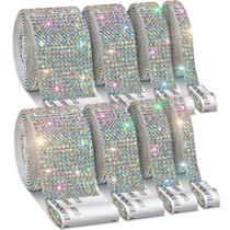 Fitas de strass Cludoo 8 rolos, autoadesivas prateadas de 8 jardas