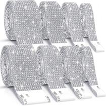 Fitas de strass Cludoo 8 rolos, autoadesivas prateadas de 8 jardas