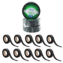 Fitas Isolante Master 19mm x 20m Preta Resistente Forte Adesão Durável - Kit 10 Und Fitas Isolante Master 19mm x 20m Preta Resistente Forte Adesão Durável - Kit 10 Und