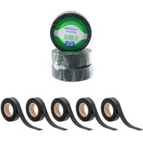 Fitas Isolante Master 19mm x 20m Preta Resistente Forte Adesão Durável - Kit 5 Und