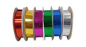 Fitas Metalóide 6 Cores Metalizado 15mm X 50m Artesanato Fitas Metalóide 6 Cores Metalizado 15mm X 50m Artesanato