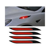 Fitas Refletivas De Fibra De Carbono Para Carro, 4 Peças, Protetor De Para-choque, Adesivo De Aviso