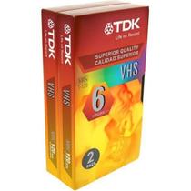 Fitas VHS TDK ST120XPS2 120 minutos de grau padrão, pacote com 2