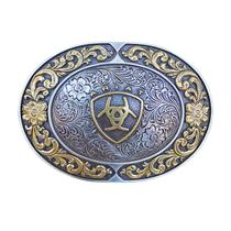 Fivela Ariat Importada Prata e Dourado Oval A37020 Cor:Prata