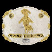 Fivela Calf Roper com Banho Dourado e Prata - Cowboy Brand