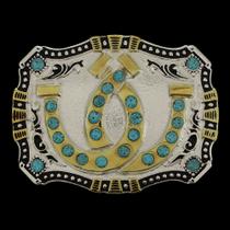 Fivela com Ferraduras Prata com Dourado Master 38093