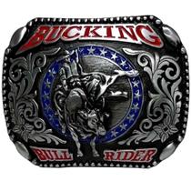 Fivela Country Grande Montaria Em Touros Preta Escovada