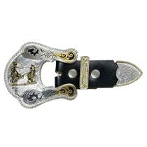 Fivela Country Team Roping Com Passador E Ponteira