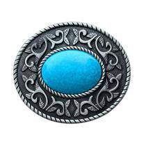 Fivela de cinto com design floral intrincado em turquesa ocidental