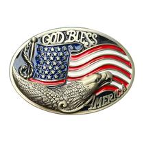 Fivela de cinto God Bless America Patriotic American Flag