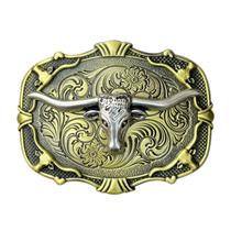 Fivela de cinto Longhorn Skull Vintage Western para homens