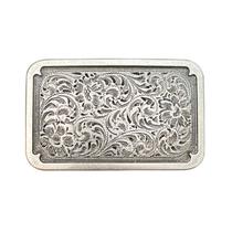 Fivela de cinto retangular floral em liga de estilo vintage