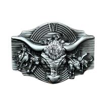 Fivela de cinto Silver Bull Head Western Cowboy Style Masculino