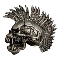Fivela de cinto skull mohawk moicano punk rock