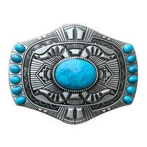 Fivela de cinto Southwestern Turquoise Alloy 84g 9,9x7,5 cm