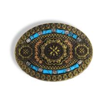 Fivela de Cinto Vintage Boêmia Floral com Pedra Azul Bronze Fivela de Cinto Vintage Boêmia Floral com Pedra Azul Bronze
