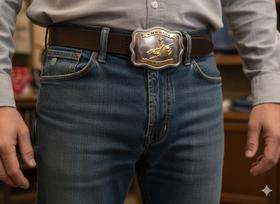 Fivela de Cinto Western America Cowboys com Touro 3D