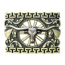Fivela de cinto Western Bull Head and Horse Vintage Alloy