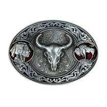 Fivela de cinto Western Bull Skull Vintage Coin Design Alloy