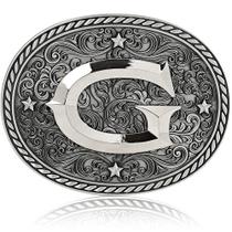 Fivela de Cinto Western Cowboy/Cowgirl Itera - Letra G em Prata