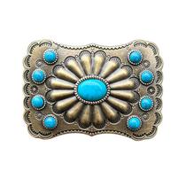 Fivela de cinto Western Cowboy Turquoise Floral Alloy para homens