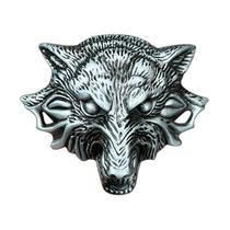 Fivela de cinto Wolf Head 3D Metal Alloy Skull and Wolf Design