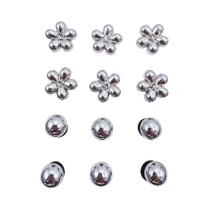 Fivela De Sapato Em ABS Com Pérolas E Flores De Diamante Prateadas - 12 Peças Para Decoração De Fivela De Sapato Em ABS Com Pérolas E Flores De Diamante Prateadas - 12 Peças Para Decoração De