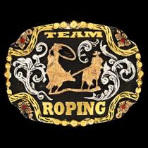 Fivela Master Premium Team Roping com Fundo Negro