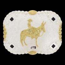 Fivela Mula Cowboy Brand Dourada e Prata 20085