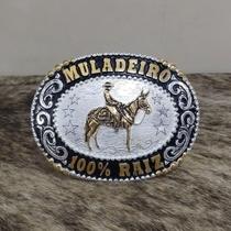 Fivela Muladeiro Cowboy Brand Master Country Prata Dourada