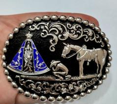 Fivela Nossa Senhora Oração de Boiadeiro Cavalo Rodeio(preto com Prateado) Fivela Nossa Senhora Oração de Boiadeiro Cavalo Rodeio(preto com Prateado)