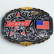 Fivela PBR USA Bandeira Touro Bull Rider Rodeio Profissional