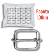 Fivela Reguladora Retangular 25x19mm - Cor Niquelado 100un