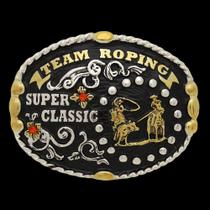 Fivela Team Roping Fundo Preto Master 36749