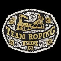 Fivela Team Roping Pro com Banho Dourado e Prata - Master 18557