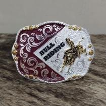 Fivela Vermelha Prata Master Country Western Bull Rider Top