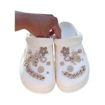 Fivelas De Sapato Em Forma De Urso Com Coração E Flor Em Strass Dourado, Decorações DIY Para