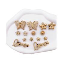Fivelas De Sapato Em Resina ABS Douradas, 14 Peças, Decorações DIY Para Sapatos, Borboletas, Letras,